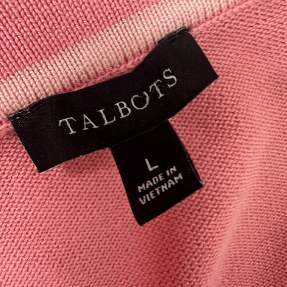 Talbots Sweater Womens Large Pink Button Cardigan Stretch Office Casual Vneck - Picture 14 of 15